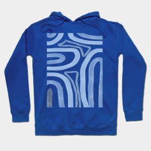 Sea blue curved cool doodle  watercolor Hoodie